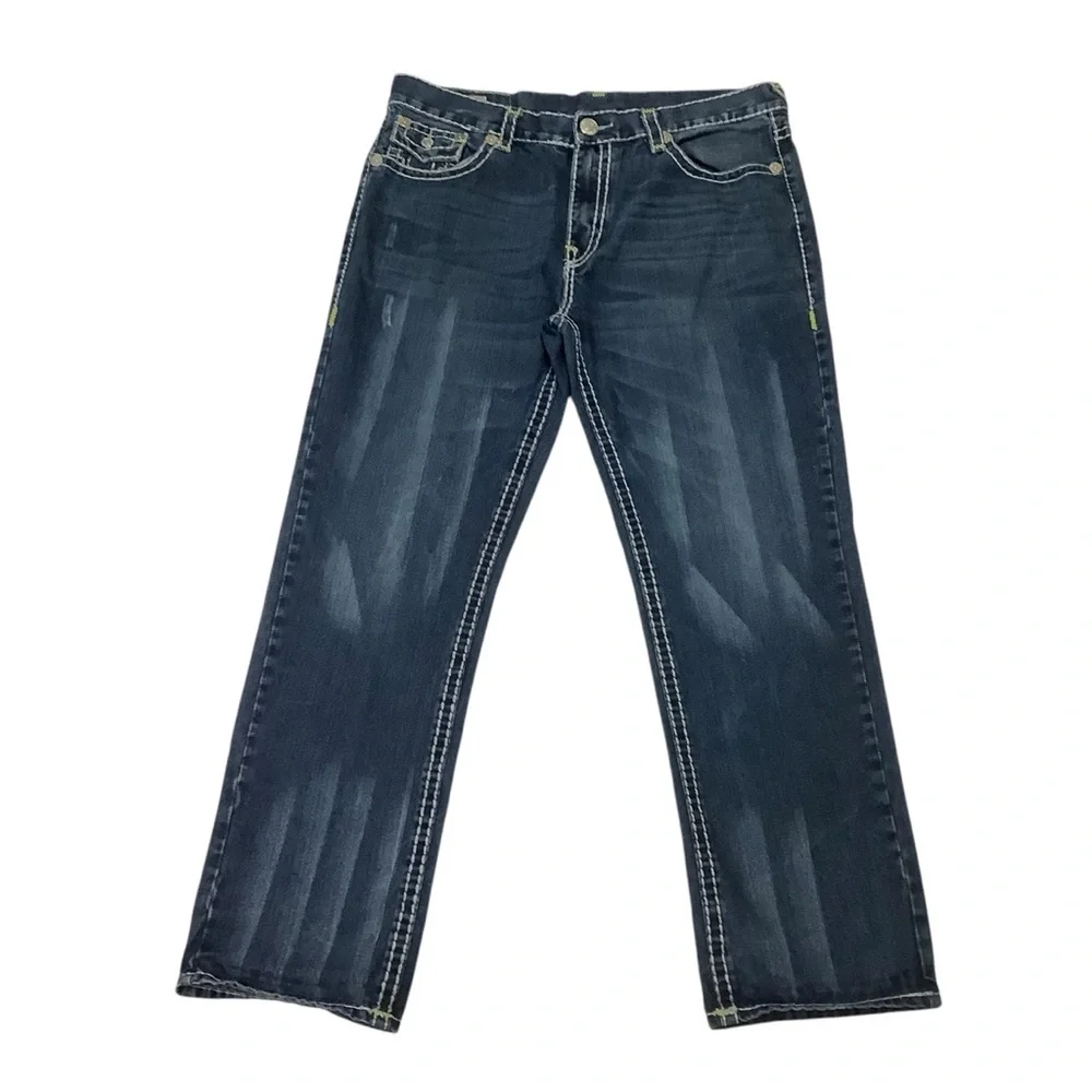 True Religion Ricky Super T Rare Yellow Tag Sz 42 Dark Wash